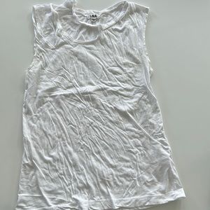 LNA white tank top. tipped detail at neckline